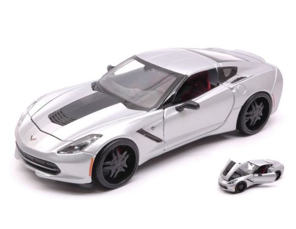 Maisto MI32510W CHEVROLET CORVETTE STINGRAY 2014 SILVER 1:24 Modellino