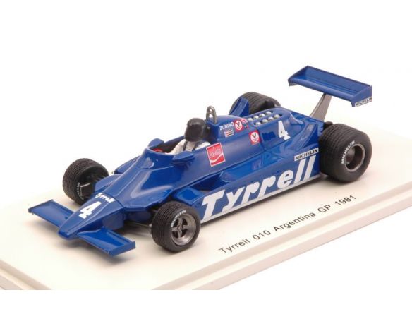 Spark Model S4318 TYRRELL 010 RICARDO ZUNINO 1981 N.4 13th ARGENTINA GP 1:43 Modellino