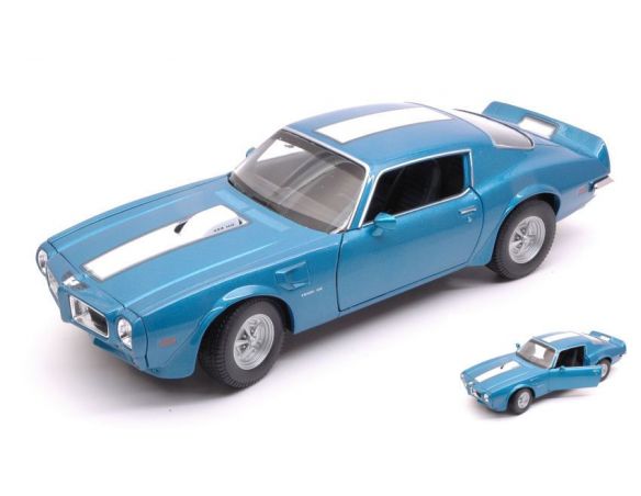 Welly WE24075B PONTIAC FIREBIRD TRANS AM 1972 BLUE W/WHITE STRIPE 1:24-27 Modellino