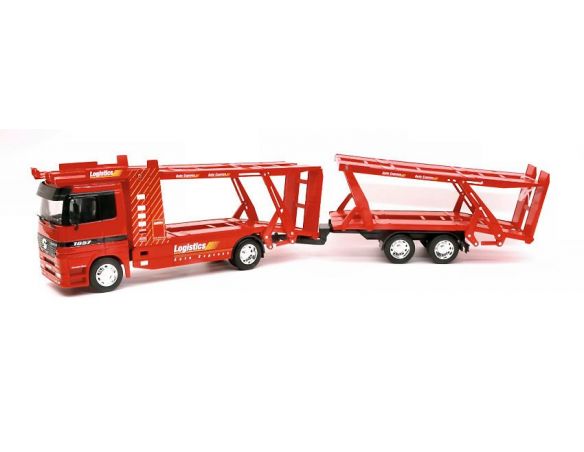 Welly WE32283-2 MERCEDES ACTROS TRACTOR CAR CARRIER WITH HANGER RED 1:32 Modellino