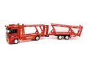 Welly WE32283-2 MERCEDES ACTROS TRACTOR CAR CARRIER WITH HANGER RED 1:32 Modellino
