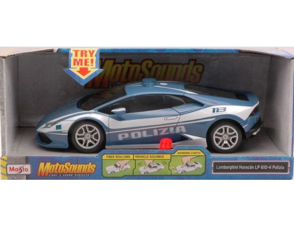Maisto MI81723 LAMBORGHINI HURACAN LP 610-4 POLIZIA MOTOSOUND PLASTICA 1:24 Modellino