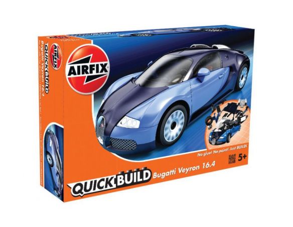 Airfix AX6008 QUICK BUILD BUGATTI VEYRON 16.4 BLUE/LIGHT BLUE Modellino