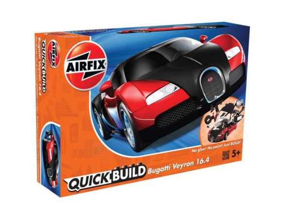 Airfix AX6020 QUICK BUILD BUGATTI VEYRON 16.4 BLACK/RED Modellino