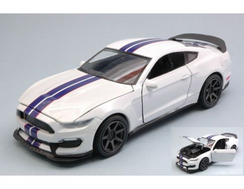 New Ray NY71833W FORD SHELBY GT350R 2016 WHITE W/BLUE STRIPES 1:24 Modellino