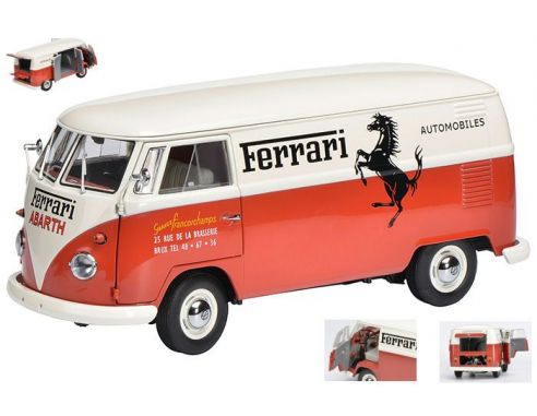 Schuco SH0367 VW T 1B KASTEN FERRARI GARAGE FRANCORCHAMPS 1:18 Modellino