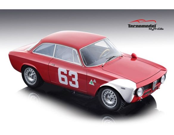 Tecnomodel TMD1860C ALFA ROMEO GIULIA 1600 GTA N.63 WINNER 4H MONZA 1966 DE ADAMICH/ZEC.1:18 Modellino