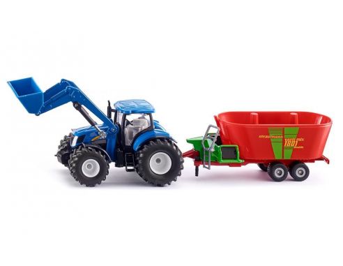 Sky Marks SK1988 TRATTORE NEW HOLLAND W/FRONT LOADER + VERTI MIXER 1:50 Modellino