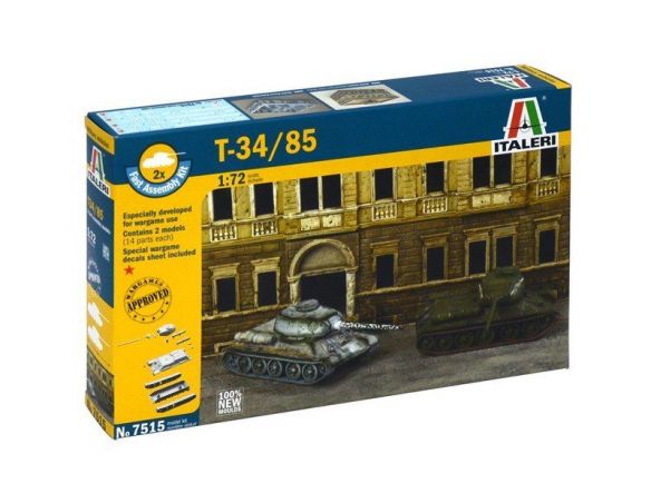 Italeri IT7515 T-34/85 RUSSIAN TANK KIT 1:72 Modellino