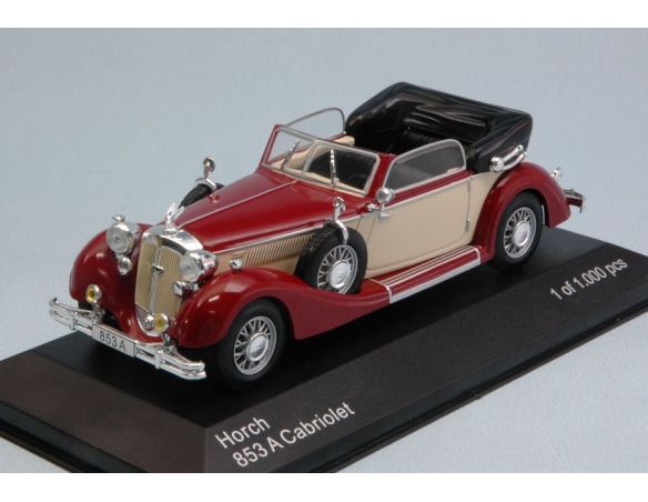 White Box WB258 HORCH 853A CONVERTIBLE 1935 DARK RED/CREAM 1:43 Modellino