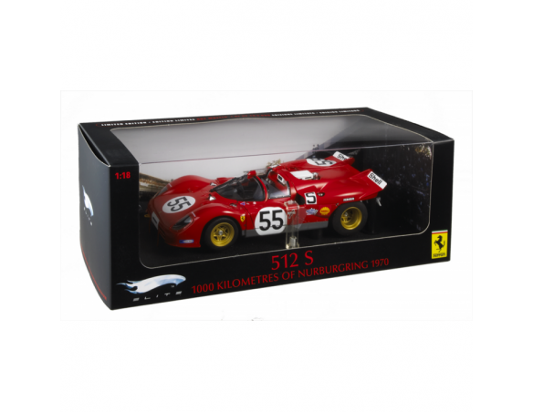 HOTWHEELS ELITE T6259 FERRARI 512 S 1000 KILOMETERS NURBURGRING 1970 No.55 1:18