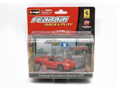 BBURAGO BU3110016MRED FERRARI F16M SPIDER RED IN BLISTER CON ACCESSORI 1:43 Modellino