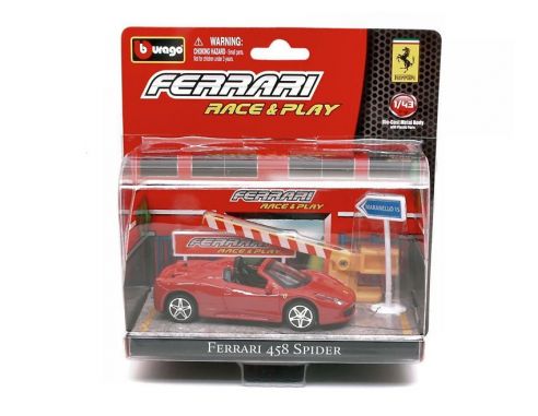 Bburago BU31100458SPRED FERRARI 458 SPIDER RED IN BLISTER CON ACCESSORI 1:43 Modellino