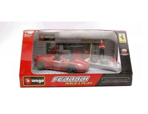 Bburago BU44020F16R FERRARI 16M SCUDERIA SPIDER RED IN SCAT.C/ACCESSORI 1:32 Modellino