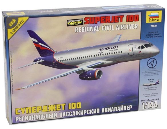 Zvezda 7009 Sukhoi Superjet 100 - Civil Airliner 1:144 Kit Modellino