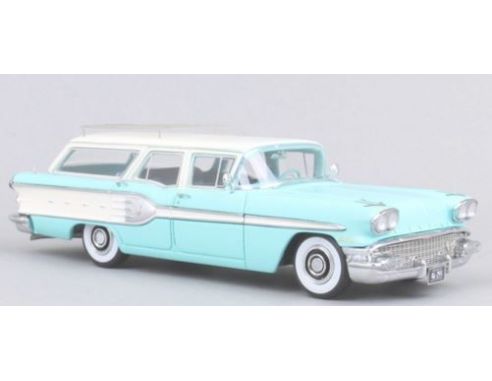 Neo Scale Models NEO46255 PONTIAC STARCHIEF SAFARI TURQUOISE/WHITE 1958 1:43 Modellino