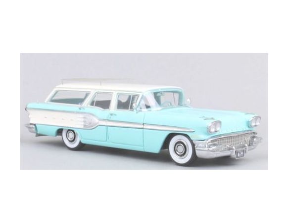 Neo Scale Models NEO46255 PONTIAC STARCHIEF SAFARI TURQUOISE/WHITE 1958 1:43 Modellino