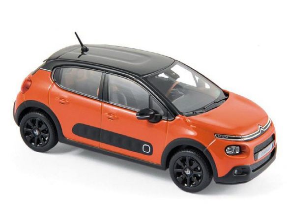 Norev NV155266 CITROEN C3 2016 POWER ORANGE WITH BLACK ROOF LIM.PCS 500 1:43 Modellino