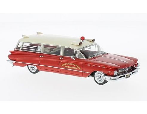 Neo Scale Models NEO49541 BUICK ELECTRA 225 AMBULANCE 1960 RED-WHITE 1:43 Modellino