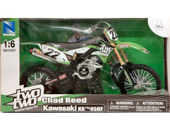 New Ray NY49493 KAWASAKI KX 450F CHAD REED 2014 1:6 Modellino