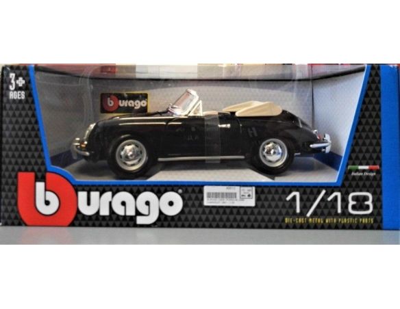 Bburago 12025 PORSCHE 356 B CABRIO 1961 NERA 1:18 Modellino