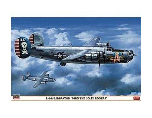 HASEGAWA 1910 B-24J LIBERATOR 90BG THE JOLLY ROGERS 1:72 KIT Modellino