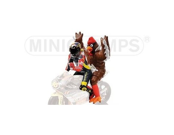 Minichamps PM312980146 FIGURA V.ROSSI + CHICKEN 1998 BARCELLONA GP 1:12 Modellino