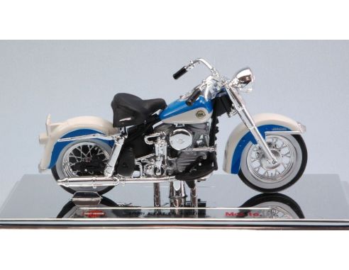 Maisto MI09193 HARLEY DAVIDSON FLH DUO GLIDE 1958 WHITE/BLUE 1:18 Modellino