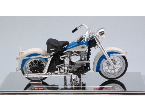 Maisto MI09193 HARLEY DAVIDSON FLH DUO GLIDE 1958 WHITE/BLUE 1:18 Modellino