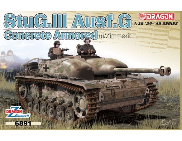 Dragon D6891 STUG III CONCRETE ARMORED W/ZIMMERIT KIT 1:35 Modellino