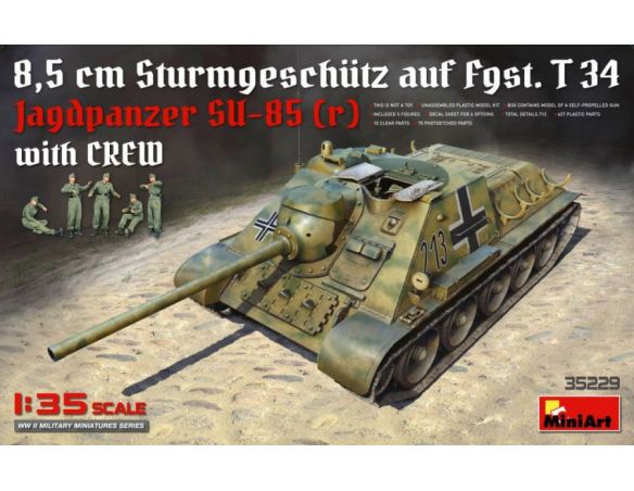 Miniart MIN35229 JAGDPANZER SU-85 (R) W/CREW KIT 1:35 Modellino