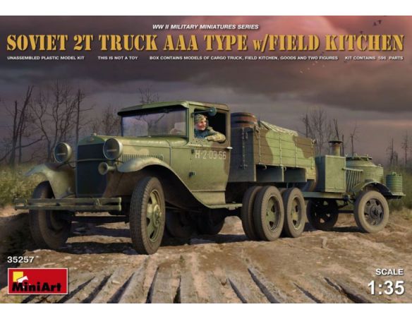 Miniart MIN35257 SOVIET 2t TRUCK AAA TYPE W/FIELD KITCHEN KIT 1:35 Modellino