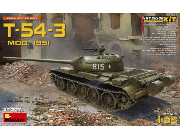 Miniart MIN37007 T-54-3 SOVIET MEDIUM TANK MOD.1951 KIT 1:35 Modellino