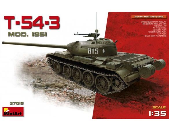 Miniart MIN37015 T-54-3 SOVIET MEDIUM TANK Mod 1951 KIT 1:35 Modellino