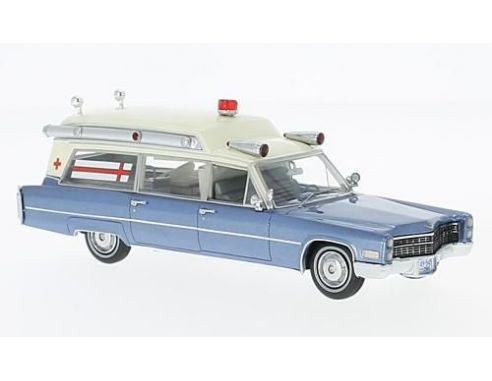 Neo Scale Models NEO49545 CADILLAC S&S MET.BLUE/WHITE AMBULANCE 1966 1:43 Modellino
