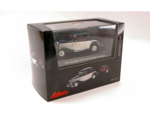 Schuco SH2465 MERCEDES 170V + WESTFALIA TRAILER 1:43 Modellino