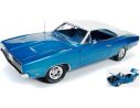 Auto World AMM1100 DODGE CHARGER HEMMING MUSCLE MACHINES BLUE W/WHITE ROOF 1:18 Modellino