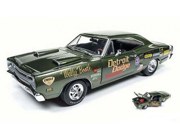 Auto World AW234 DODGE SUPER BEE 1969 (WALLY BOOTH) DARK GREEN 1:18 Modellino