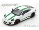 Spark Model S4956 PORSCHE 911 R 2017 WHITE W/GREEN STRIPES 1:43 Modellino