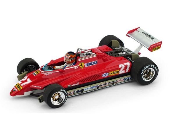 Brumm BM0593CH FERRARI 126 C2 G.VILLENEUVE 1982 N.27 BRAZIL GP + PILOTA 1:43 LIM.250 Modellino