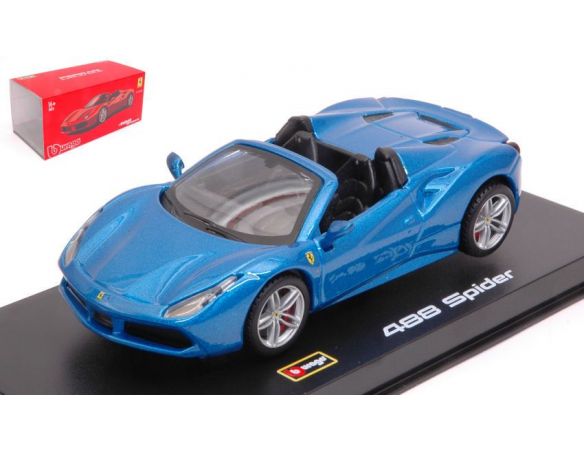 BBURAGO BU36905B FERRARI 488 SPIDER 2016 BLUE SIGNATURE SERIES 1:43 Modellino