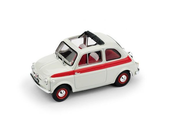 Brumm BM0603 FIAT 500 1959 TETTO APRIBILE SPORT 2a SERIE APERTA BIANCO/ROSSO 1:43 Modellino