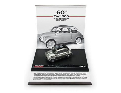 Brumm BMS1727 FIAT 500 60° ANNIV.1957-2017 CON CRISTALLI SWAROSKI INCAST.NEI FARI 1:43 Modellino