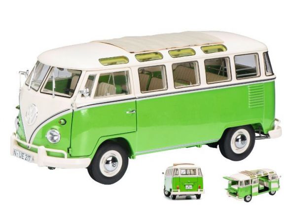 Schuco SH0286 VW T1 SAMBA GREEN/WHITE 1:18 Modellino