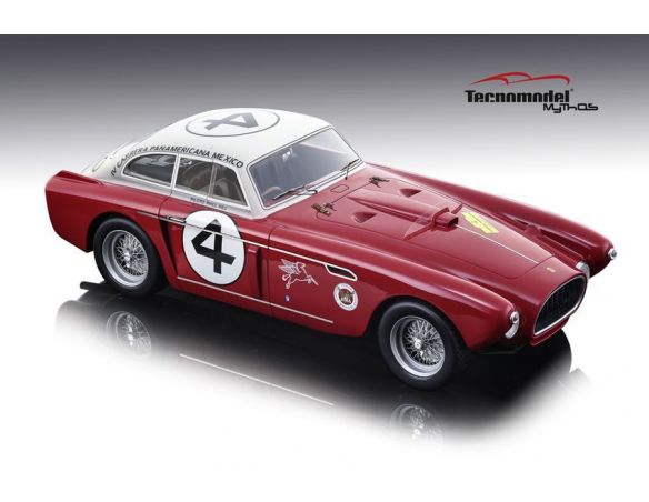 Tecnomodel TMD1853C FERRARI 340 MEXICO N.4 ACCIDENT CARRERA PANAM.1953 P.HILL-R.GINTHER 1:18 Modellino