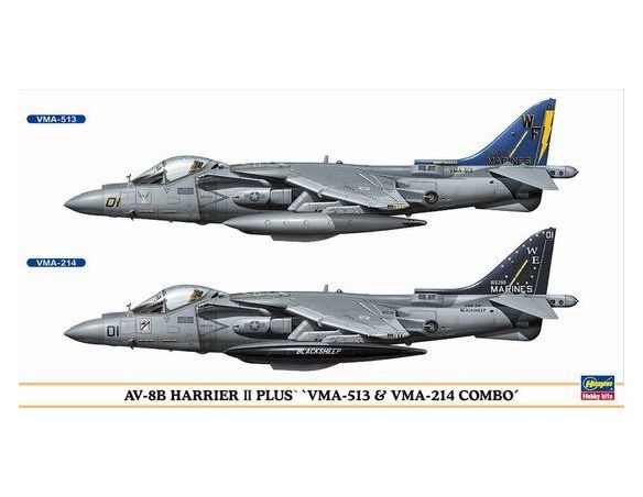 HASEGAWA 0936 AV-8B HARRIER II PLUS VMA-513 VMA-214 COMBO 1:72 KIT Modellino