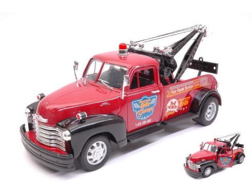 Welly WE22086R CHEVROLET 3800 TOW TRUCK HIGWAY 66 GARAGE DARK RED 1:24 Modellino