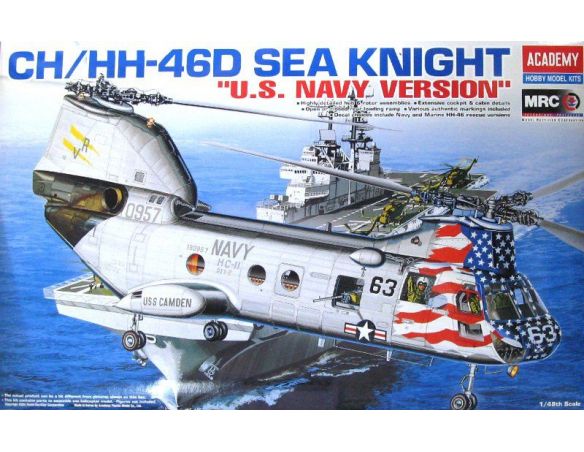 ACADEMY 12207 CH/HH-46D SEA KNIGHT US NAVY VERSION 1:48 Kit Modellino Scatola Rovinata