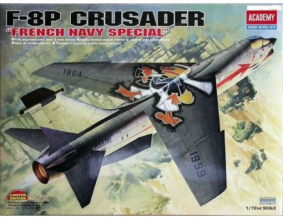 ACADEMY 12407 F-8P CRUSADER FRENCH NAVY SPECIAL 1:72 Kit Modellino