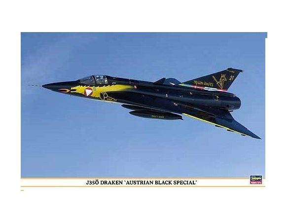 HASEGAWA 09888 SAAB J350 DRAAKEN AUSTRIAN BLACK SPECIAL 1:48 KIT Modellino